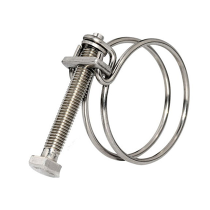 Double Wire Hose Clamp 304 Stainless Steel Pipe Clamps Adjustable 10-45mm