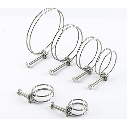 Double Wire Hose Clamp 304 Stainless Steel Pipe Clamps Adjustable 10-45mm